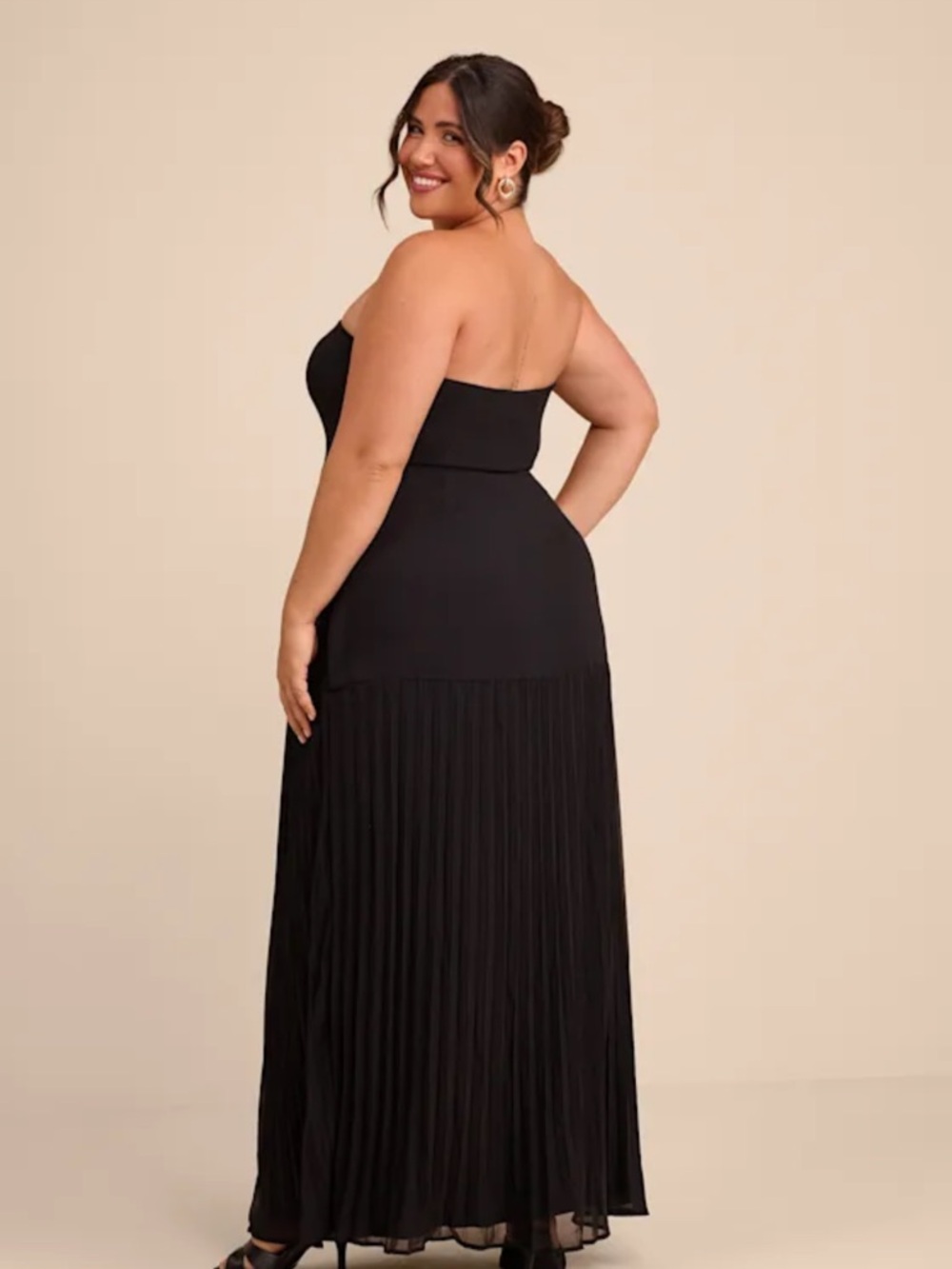 NWT Lulus Celebratory Aesthetic Black Pleated Strapless Maxi Dress - Picture 7 of 11
